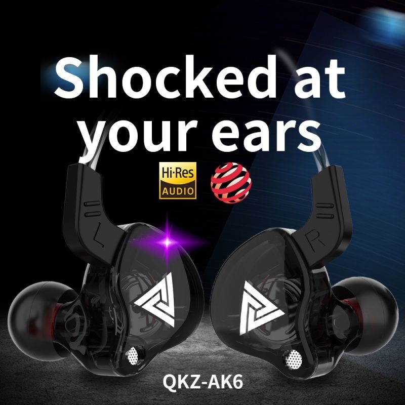 QKZ AK6 3.5mm Wired Headphones Copper Driver Stereo HiFi Earphone Bass Earbuds Music Running Sport Headsets Games subwoofer bass Fashion Wiredearphone Noise Canceling Headearphone