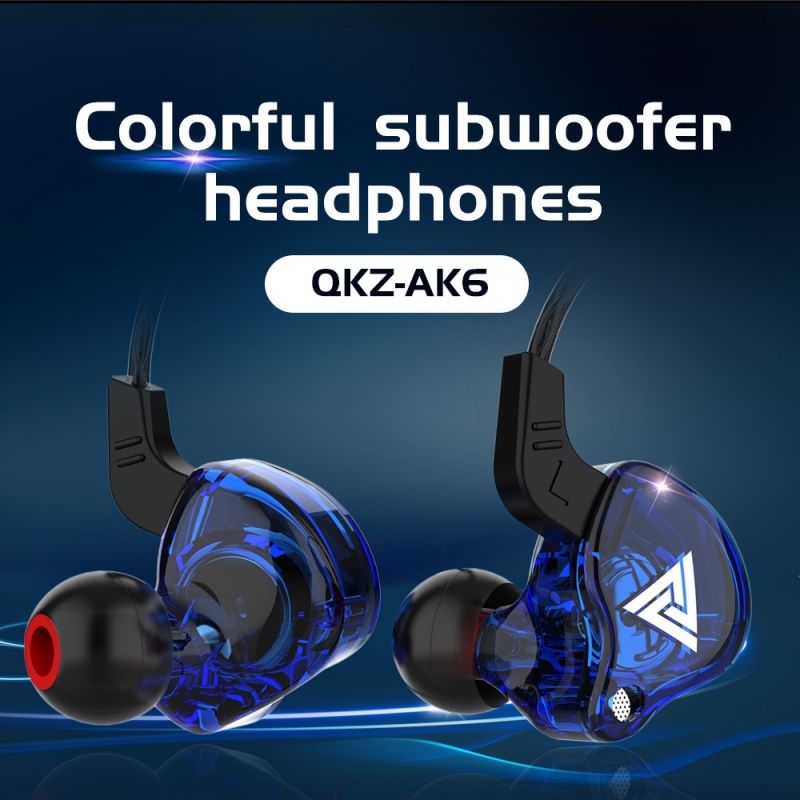 QKZ AK6 3.5mm Wired Headphones Copper Driver Stereo HiFi Earphone Bass Earbuds Music Running Sport Headsets Games subwoofer bass Fashion Wiredearphone Noise Canceling Headearphone
