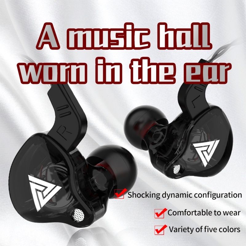 QKZ AK6 3.5mm Wired Headphones Copper Driver Stereo HiFi Earphone Bass Earbuds Music Running Sport Headsets Games subwoofer bass Fashion Wiredearphone Noise Canceling Headearphone