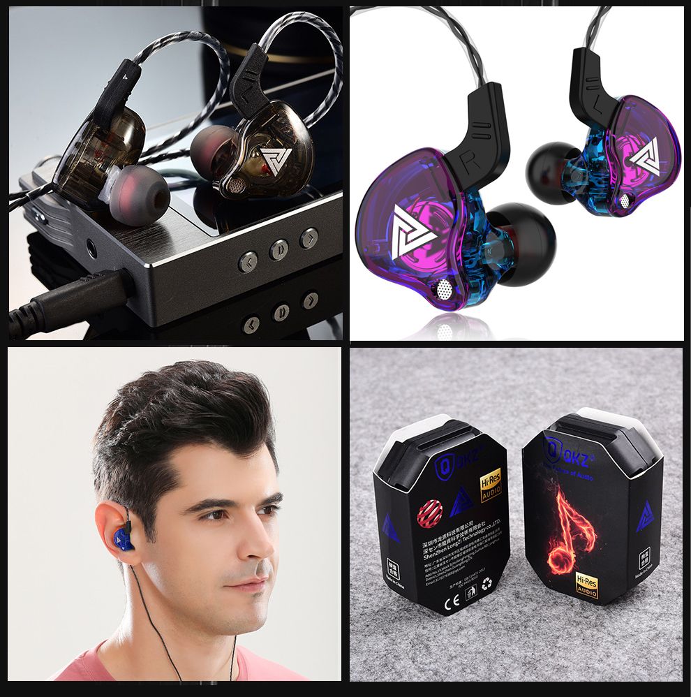 QKZ AK6 X-1 Copper Driver HiFi Wired Earphone Headphones Bass Stereo Headset Music Earbuds Sport Running earphone in-ear earphone with microphone and subwoofer Volume Control colorful style