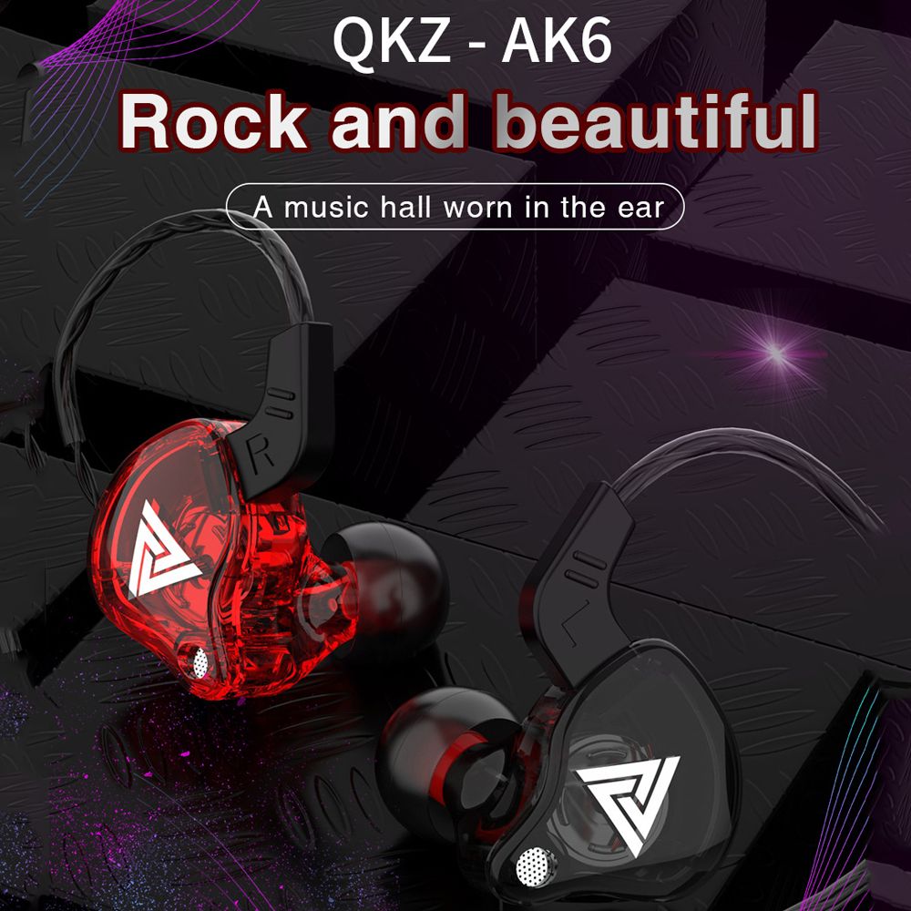 QKZ AK6 X-1 Copper Driver HiFi Wired Earphone Headphones Bass Stereo Headset Music Earbuds Sport Running earphone in-ear earphone with microphone and subwoofer Volume Control colorful style
