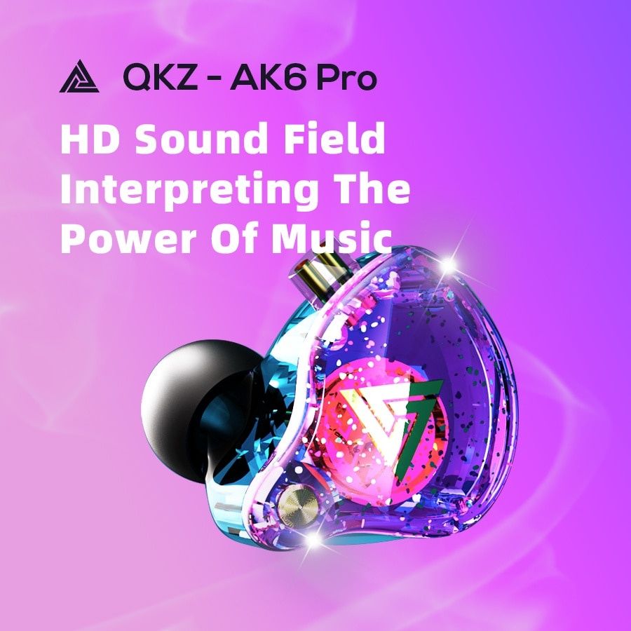 QKZ AK6 PRO Sports Earphones Noise Canceling Headphones In-ear Headphone HiFi Fever Subwoofer Running Earbuds Super Bass Music Stereo Earbuds With HD Mic Wired earphone