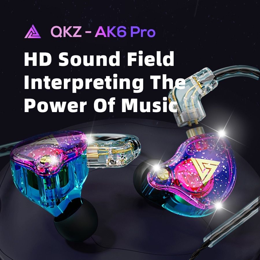QKZ AK6 PRO Sports Earphones Noise Canceling Headphones In-ear Headphone HiFi Fever Subwoofer Running Earbuds Super Bass Music Stereo Earbuds With HD Mic Wired earphone