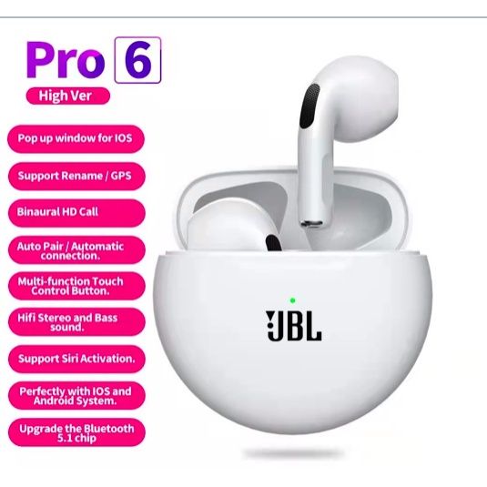 Aloking Earbuds TWS Wireless Air Pro 6 TWS Bluetooth Earphone Wireless Headphone Noise Cancelling HiFi Bass Sport Game Headset Touch Earbuds For iPhone Xiaomi airpods gaming earbuds wireless earpods