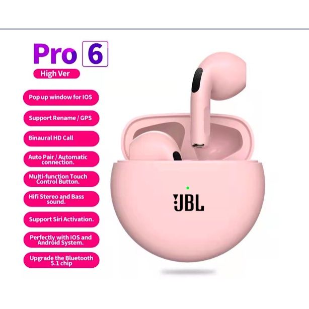 Aloking Earbuds TWS Wireless Air Pro 6 TWS Bluetooth Earphone Wireless Headphone Noise Cancelling HiFi Bass Sport Game Headset Touch Earbuds For iPhone Xiaomi airpods gaming earbuds wireless earpods