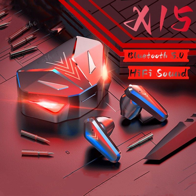X15 Tws Bluetooth Headphones Waterproof Wireless Hifi Stereo Gaming Headphones With Mic earpods Wireless Earbuds Gaming Headset Noise Cancelling Wireless earphone with Mic In-ear Wireless Headset