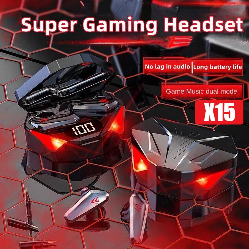 X15 Tws Bluetooth Headphones Waterproof Wireless Hifi Stereo Gaming Headphones With Mic earpods Wireless Earbuds Gaming Headset Noise Cancelling Wireless earphone with Mic In-ear Wireless Headset