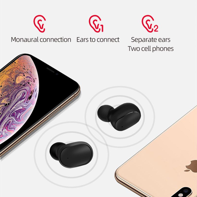 A6S Earpods TWS Wireless Earphones Bluetooth Earphones Suitable for Mobile Phones Sports Music Portable Mini Wireless Earbuds In-Ear Noise Canceling Wireless Earpods Headphone