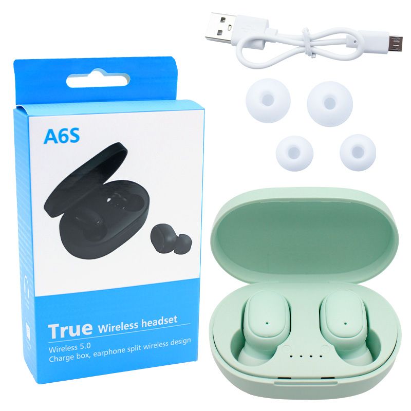 A6S Earpods TWS Wireless Earphones Bluetooth Earphones Suitable for Mobile Phones Sports Music Portable Mini Wireless Earbuds In-Ear Noise Canceling Wireless Earpods Headphone