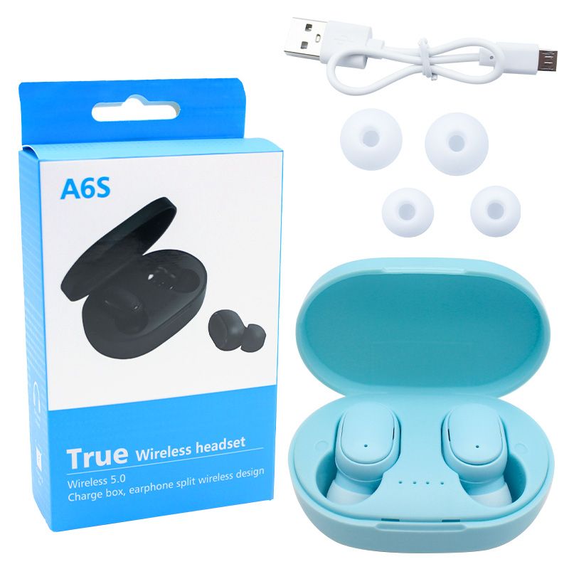 A6S Earpods TWS Wireless Earphones Bluetooth Earphones Suitable for Mobile Phones Sports Music Portable Mini Wireless Earbuds In-Ear Noise Canceling Wireless Earpods Headphone