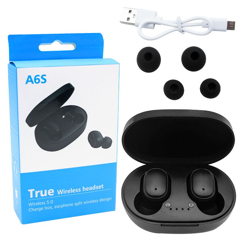 A6S Earpods TWS Wireless Earphones Bluetooth Earphones Suitable for Mobile Phones Sports Music Portable Mini Wireless Earbuds In-Ear Noise Canceling Wireless Earpods Headphone
