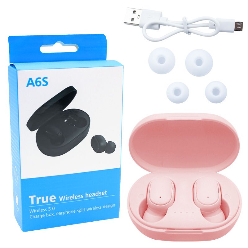 A6S Earpods TWS Wireless Earphones Bluetooth Earphones Suitable for Mobile Phones Sports Music Portable Mini Wireless Earbuds In-Ear Noise Canceling Wireless Earpods Headphone