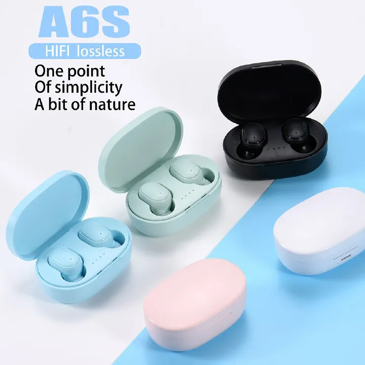 A6S TWS Wireless Earbuds Earphone Bluetooth 5.0 With Mic For iPhone Samsung Xiaomi Macaron color In-ear sports headphones Bluetooth Headset