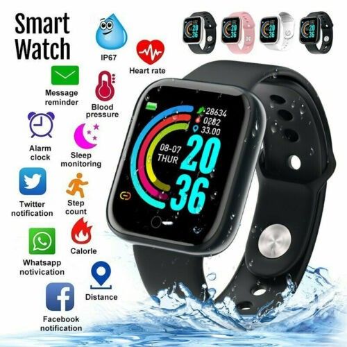 【In stock】Y68 Waterproof Smart Watch Bluetooth Sport SmartWatch Girl Woman Men For IPhone Xiaomi Fitness Tracker Heart Kids Pink Watch