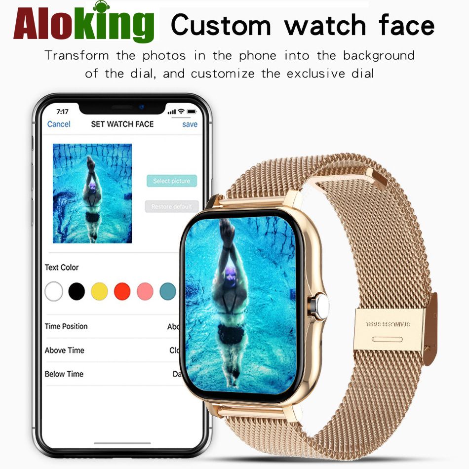 Smart Watch Waterproof Full Touch Golden Man 1.69" Color Screen Heart Rate Fitness Tracker Bluetooth Call Smartwatch wristwatch GT Black Pink Woman Watch Y13