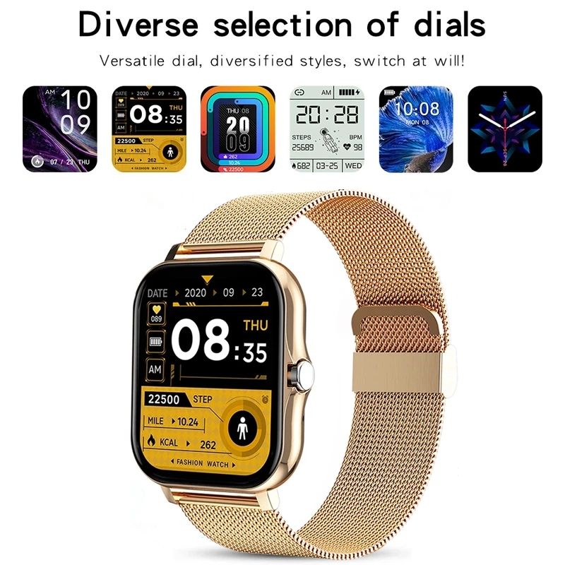 Smart Watch Waterproof Full Touch Golden Man 1.69" Color Screen Heart Rate Fitness Tracker Bluetooth Call Smartwatch wristwatch GT Black Pink Woman Watch Y13