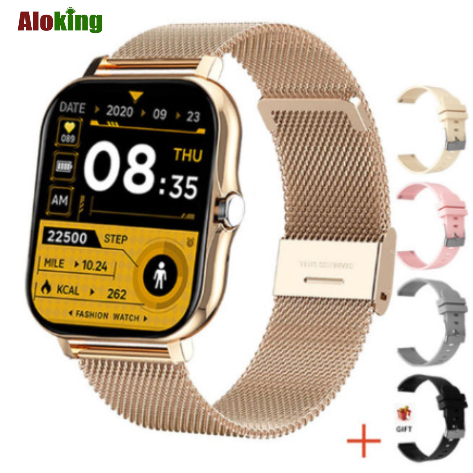 Smart Watch Waterproof Full Touch Golden Man 1.69" Color Screen Heart Rate Fitness Tracker Bluetooth Call Smartwatch wristwatch GT Black Pink Woman Watch Y13