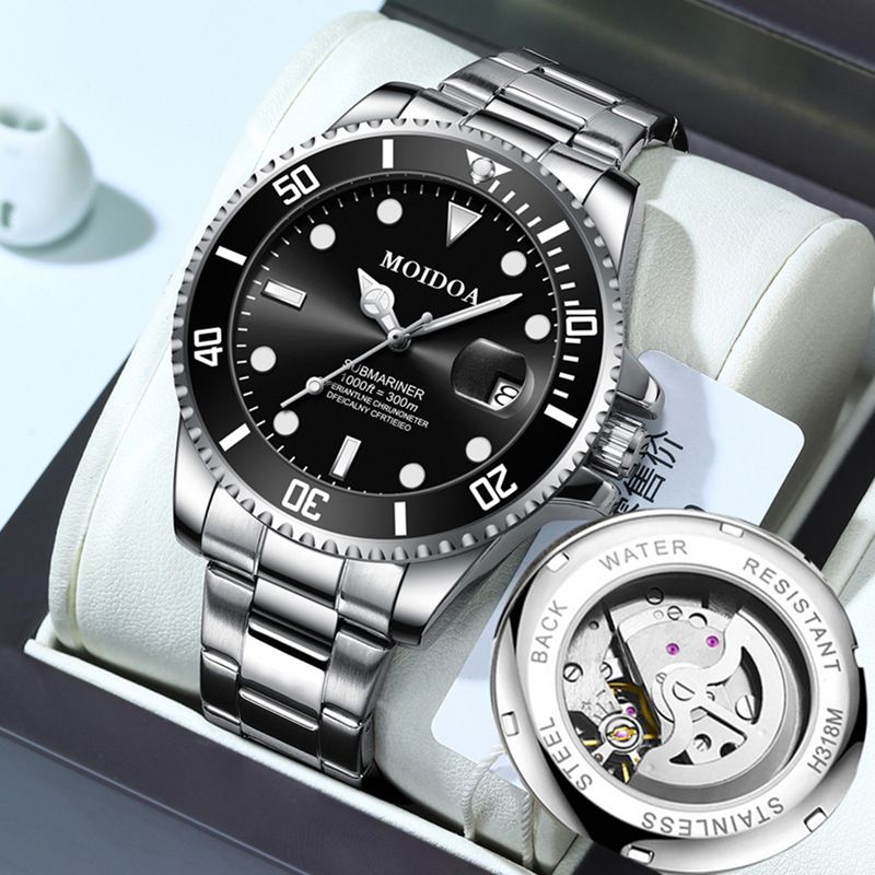 Busines Men's Metal Watch 30M Waterproof Full Automatic Fine Steel Belt Gentlemen's Watches Luminous Domineering Female Students Boys Watches Boyfriends Husb Gift for man