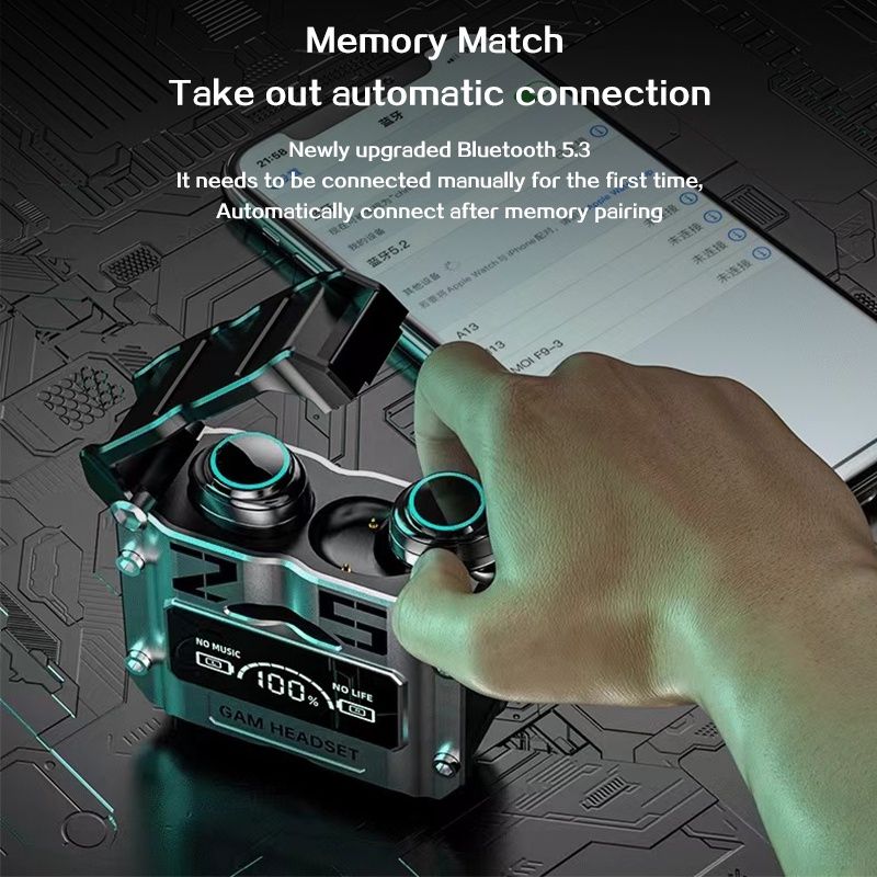 earphone+portable charging bank TWS M25 Wireless Bluetooth Earbuds Earphone Headphone 9D Stereo Sports Gaming LED Light Mic Wireless True wireless stereo earphone Game serials earpods Game Headset