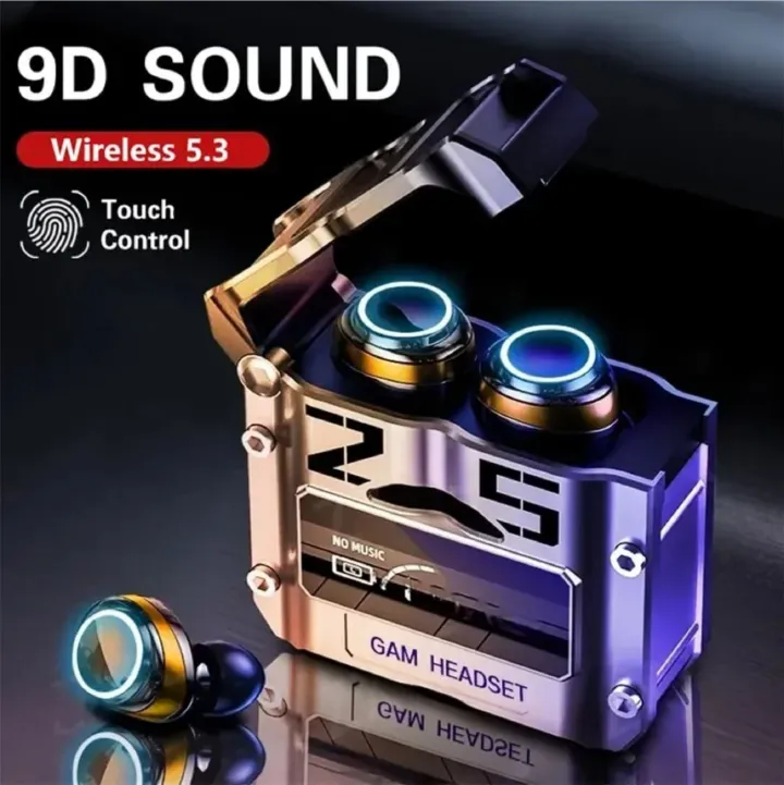 TWS M25 bluetooth earphone 5.3 Waterproof Wireless Headphone 9D Stereo Sports Earbuds LED Microphone True wireless stereo earphone Game serials earpods Game Headset