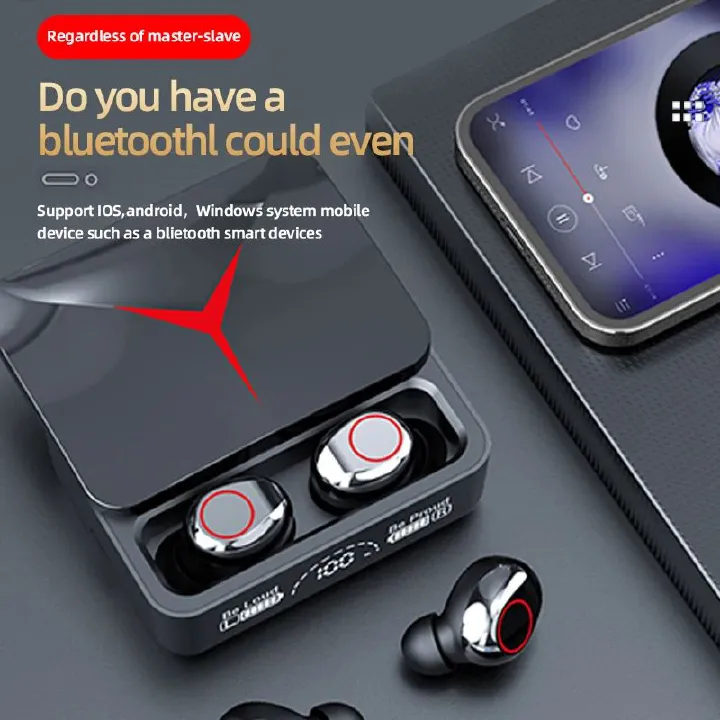 M90 Pro Bluetooth Earphone Gaming Wireless Headset Slide Design With LED Power Display and Microphone tws in-ear true wireless noise-canceling stereo sports headphones earbuds earpods headset