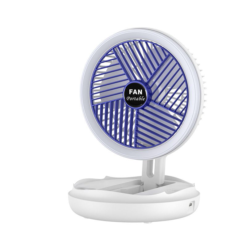 4 in 1 Rechargeable Fan with night lamp Rotation Adjustment Quiet 4 Speeds Wind Cooling Fan Portable Desktop 1500mAh telescopic folding fan Table Handheld Folding Fan Desk Rechargeable Fan
