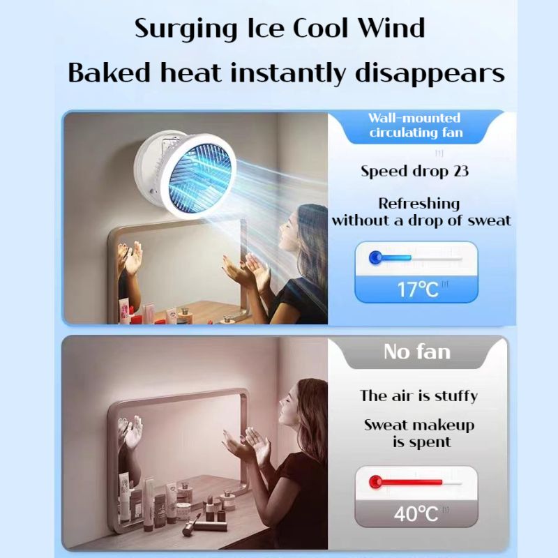 4 in 1 Rechargeable Fan with night lamp Rotation Adjustment Quiet 4 Speeds Wind Cooling Fan Portable Desktop 1500mAh telescopic folding fan Table Handheld Folding Fan Desk Rechargeable Fan