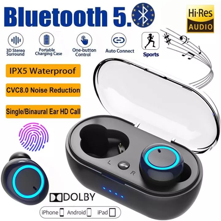 Aloking Earbuds Wireless Earphones TWS in-ear Noise Reduction Earpods Wireless Bluetooth Earphone Gaming Touch Control Bluetooth Headset Stereo Run Sports Earpod air buds Mini Sleep Buds Y50 Headphone