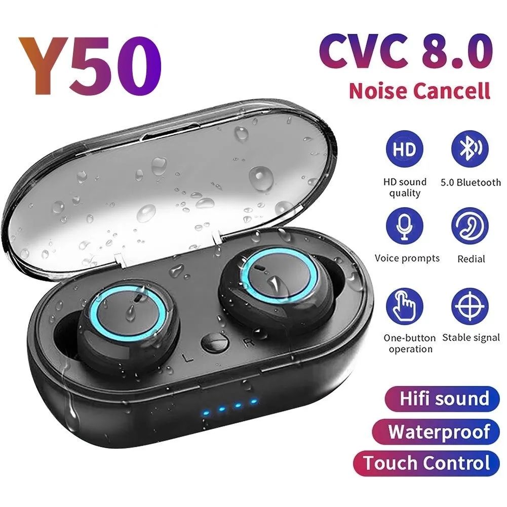 Aloking Earbuds Wireless Earphones TWS in-ear Noise Reduction Earpods Wireless Bluetooth Earphone Gaming Touch Control Bluetooth Headset Stereo Run Sports Earpod air buds Mini Sleep Buds Y50 Headphone