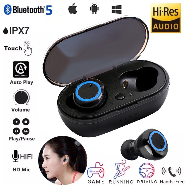 Aloking Earbuds Wireless Earphones TWS in-ear Noise Reduction Earpods Wireless Bluetooth Earphone Gaming Touch Control Bluetooth Headset Stereo Run Sports Earpod air buds Mini Sleep Buds Y50 Headphone