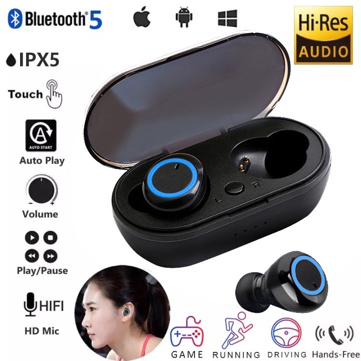 Aloking Earbuds Wireless Earphones TWS in-ear Noise Reduction Earpods Wireless Bluetooth Earphone Gaming Touch Control Bluetooth Headset Stereo Run Sports Earpod air buds Mini Sleep Buds Y50 Headphone
