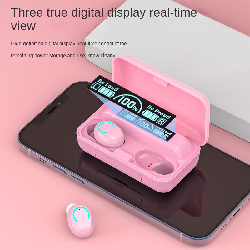 Aloking F9 Earpods Wireless Bluetooth Earphone Waterproof headphones bluetooth earphones LED TWS Earbud Noise Cancelling headset with mic wireless earphone gaming headset Bluetooth earpods for android