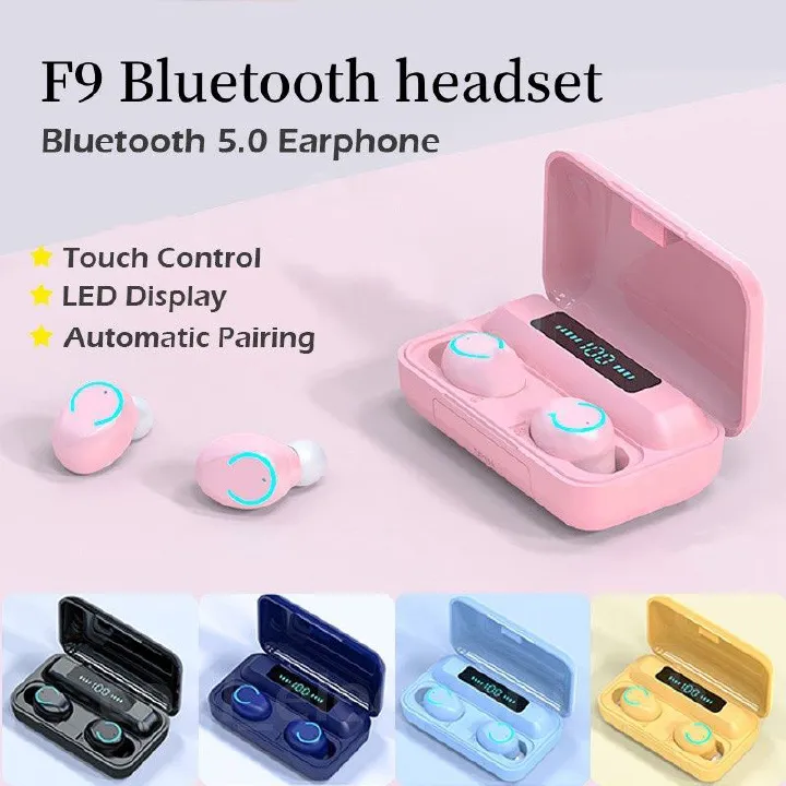 5.0 Bluetooth Headphone Macaron Color Headset TWS Touch Control Charging Bank Wireless Earbuds In ear LED Digital Display Headset 9D HIFI Sound TWS sports headset Bluetooth earphone gaming Earpods