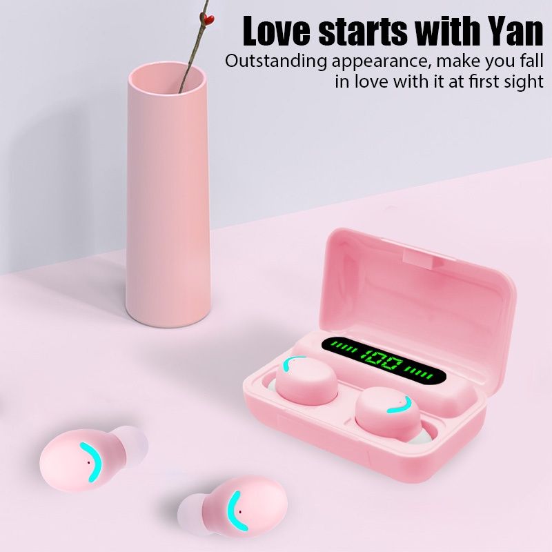 Aloking F9 Earpods Wireless Bluetooth Earphone Waterproof headphones bluetooth earphones LED TWS Earbud Noise Cancelling headset with mic wireless earphone gaming headset Bluetooth earpods for android