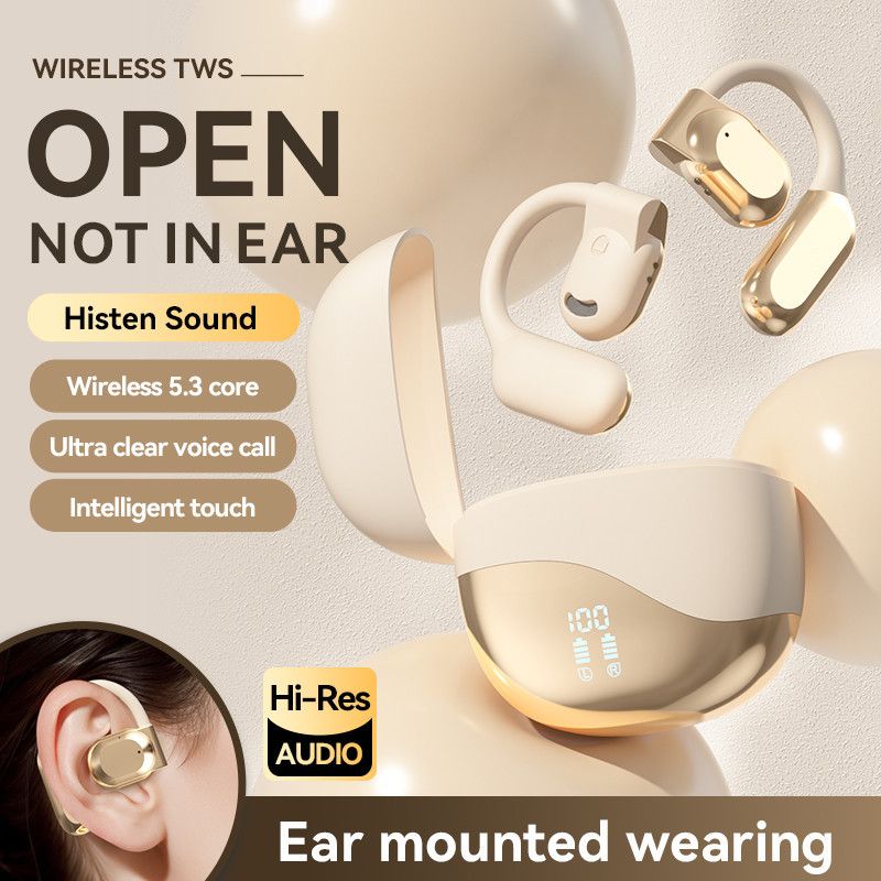 Clip-on-ear 5.3 Bluetooth Earphone With Mic LED Display Touch Control 9D HiFi Stereo ASC Noise Canceling Bluetooth Earbuds TWS Wireless Music earpods Wireless Earbuds Headset for IOS iPhone Android