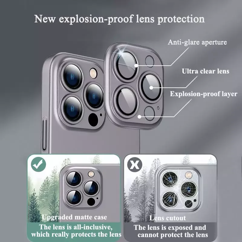 Applicable Apple iPhone14 pro max mobile phone case simple iPhone 13 all-inclusive lens film 12 pro max ultra-thin frosted hard Plastic iPhone cases anti-fall anti-fingerprint iPhone13promax