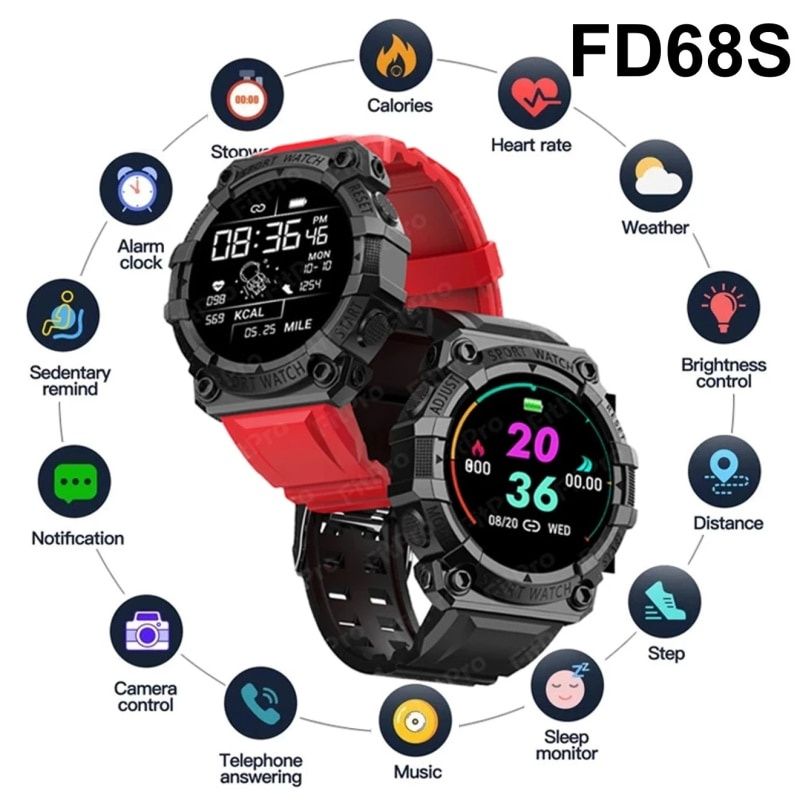 Sport Watch Full Touch Smartwatch FD68S Bluetooth Smart Watches for man woman kids girls boys Waterproof Sport Heart Rate Blood Pressure Monitor sleeping monitoring Fitness Tracker Watch