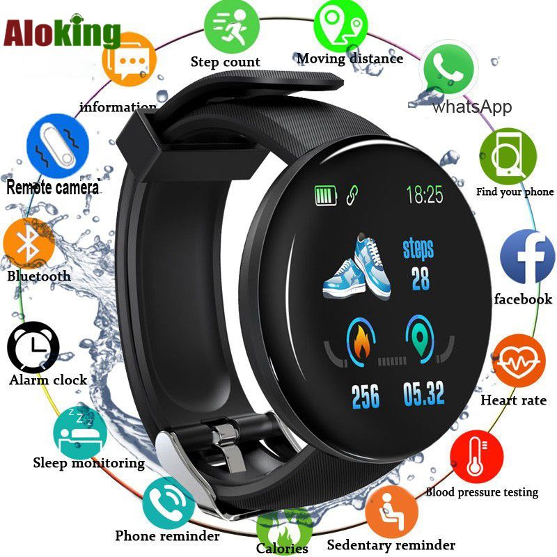 Smartwatch new smart watch D18 Smart Watch Round Waterproof with Fitness Tracker Smartwatch with Bluetooth Male Smartband Sport Watch IP65 For Fitness Tracker For Android / iOS smart bracelet