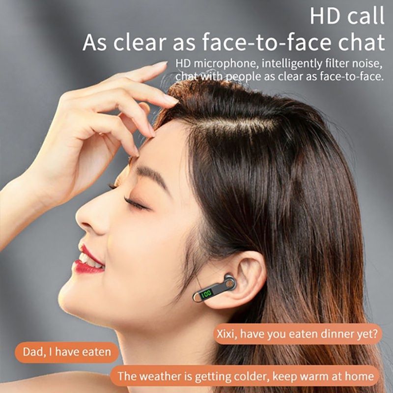 Single Earbud in-Ear Wireless Bluetooth Earphone H01 Bluetooth headset business driving large capacity and battery display single-ear sports wireless headset Noise-canceling wireless gaming headphones