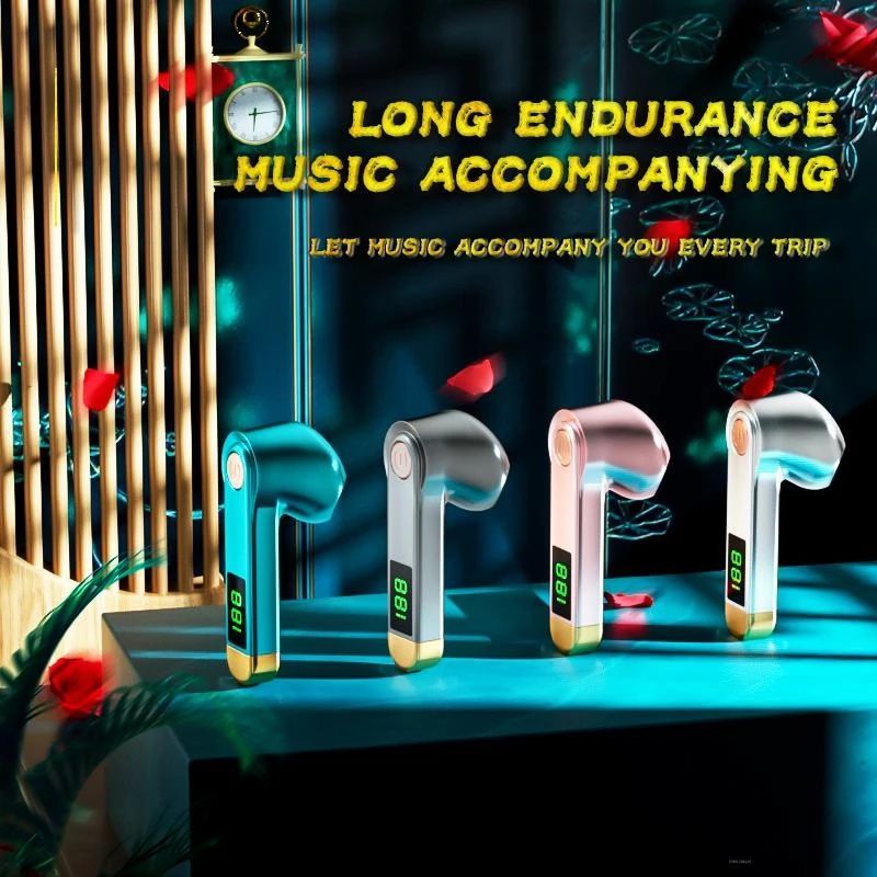 Single Earbud in-Ear Wireless Bluetooth Earphone H01 Bluetooth headset business driving large capacity and battery display single-ear sports wireless headset Noise-canceling wireless gaming headphones