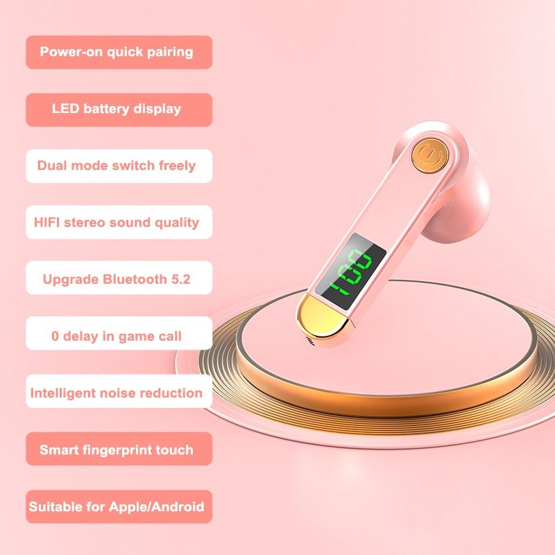 Single Earbud in-Ear Wireless Bluetooth Earphone H01 Bluetooth headset business driving large capacity and battery display single-ear sports wireless headset Noise-canceling wireless gaming headphones