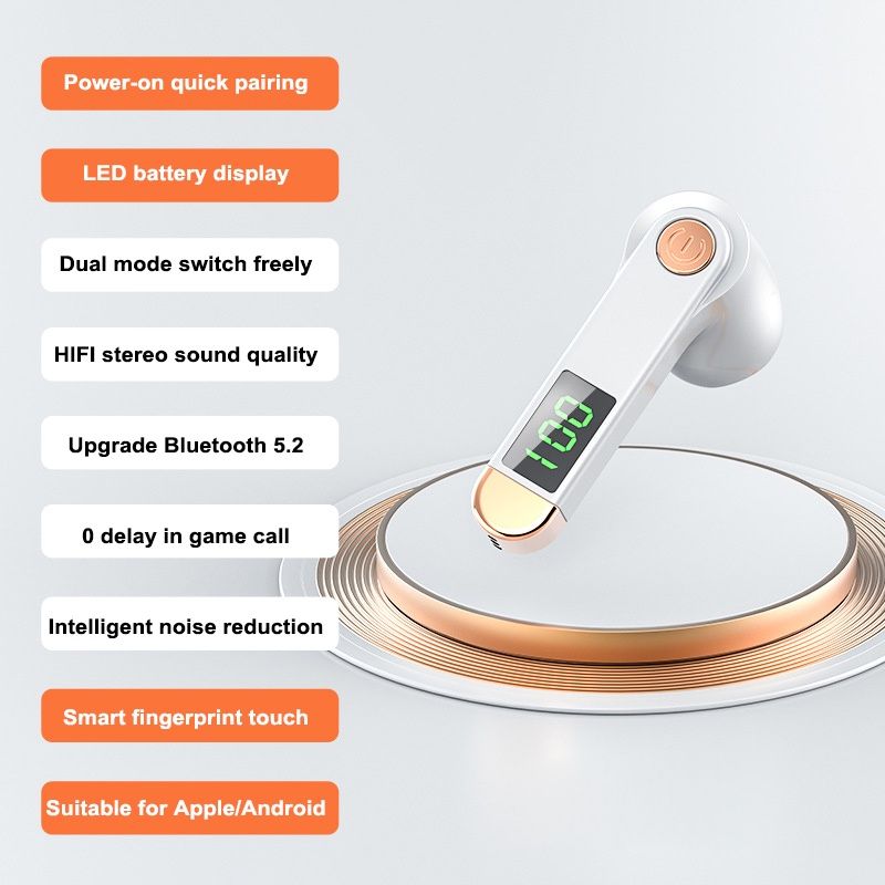 Single Earbud in-Ear Wireless Bluetooth Earphone H01 Bluetooth headset business driving large capacity and battery display single-ear sports wireless headset Noise-canceling wireless gaming headphones