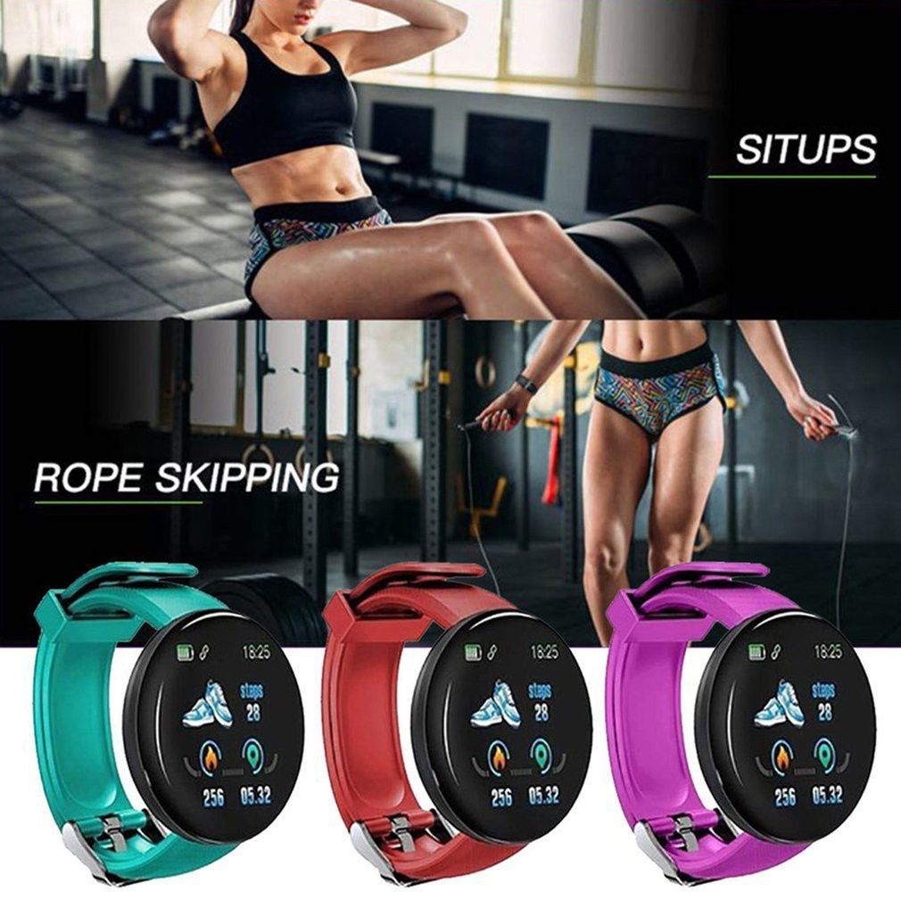 Aloking D18S Bluetooth Smart Watch Men Women Round Screen TPU Strap Bluetooth Fitness Tracker Smartwatch Blood Pressure Kids Waterproof Smartwatches for IOS Android Smart band Smart bracelet