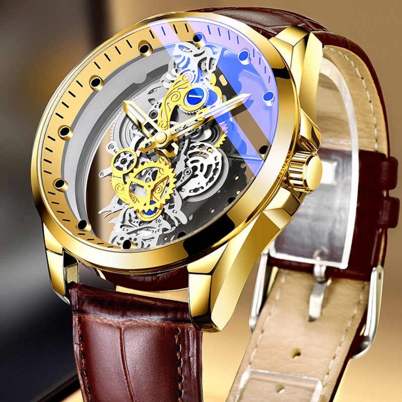 men watch Business Casual hollow automatic mechanical watch luminous waterproof quartz watch Double Sided automatic mechanical movement Quartz Watch Gifts Ladies Watch Analog Unisex Watch Couple Watch