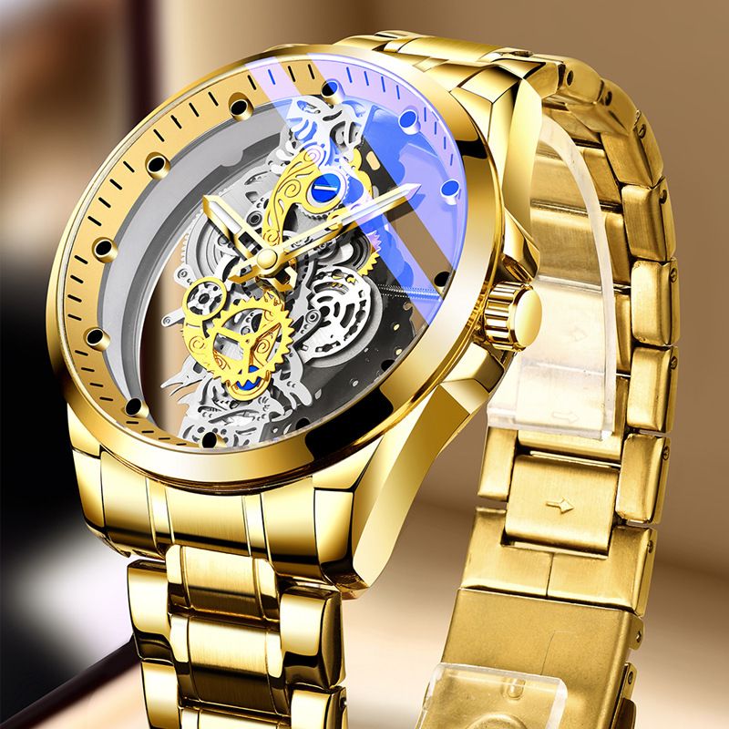 men watch Business Casual hollow automatic mechanical watch luminous waterproof quartz watch Double Sided automatic mechanical movement Quartz Watch Gifts Ladies Watch Analog Unisex Watch Couple Watch