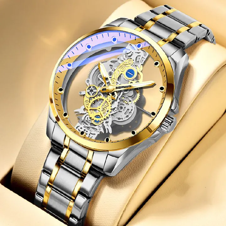 men watch Business Casual hollow automatic mechanical watch luminous waterproof quartz watch Double Sided automatic mechanical movement Quartz Watch Gifts Ladies Watch Analog Unisex Watch Couple Watch