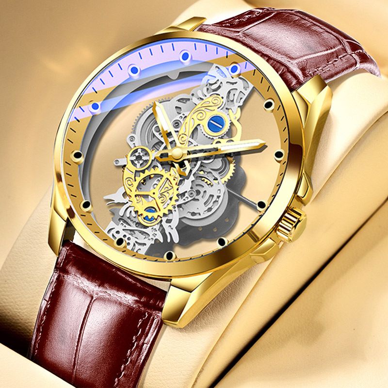 men watch Business Casual hollow automatic mechanical watch luminous waterproof quartz watch Double Sided automatic mechanical movement Quartz Watch Gifts Ladies Watch Analog Unisex Watch Couple Watch