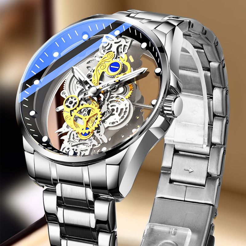 men watch Business Casual hollow automatic mechanical watch luminous waterproof quartz watch Double Sided automatic mechanical movement Quartz Watch Gifts Ladies Watch Analog Unisex Watch Couple Watch