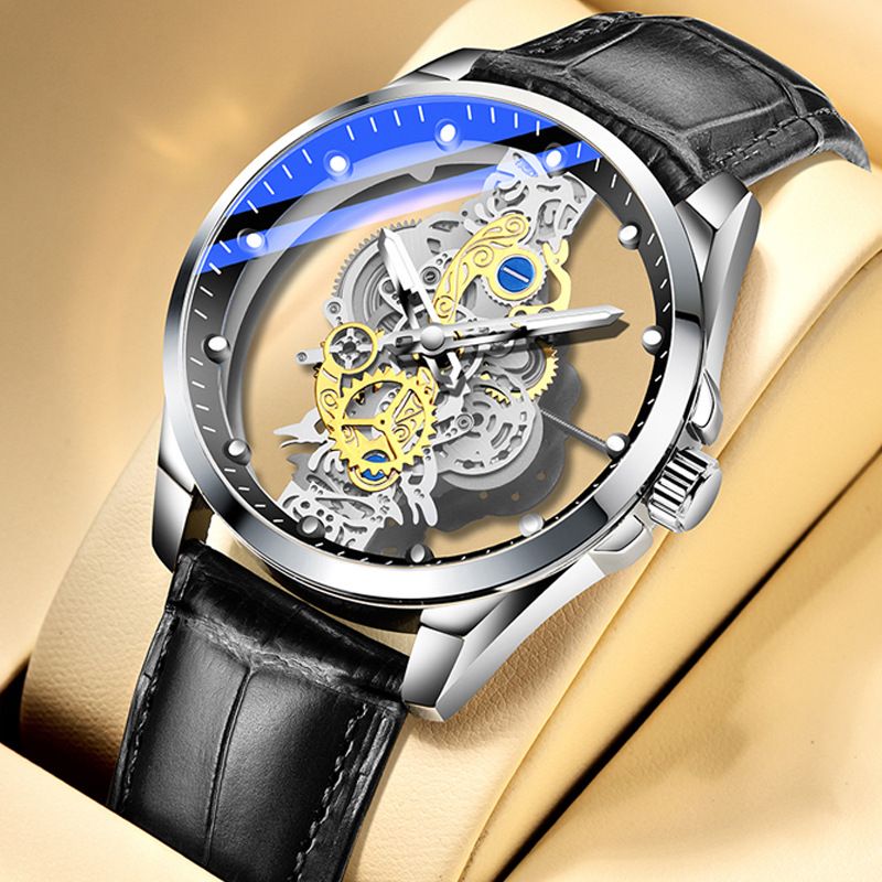 men watch Business Casual hollow automatic mechanical watch luminous waterproof quartz watch Double Sided automatic mechanical movement Quartz Watch Gifts Ladies Watch Analog Unisex Watch Couple Watch