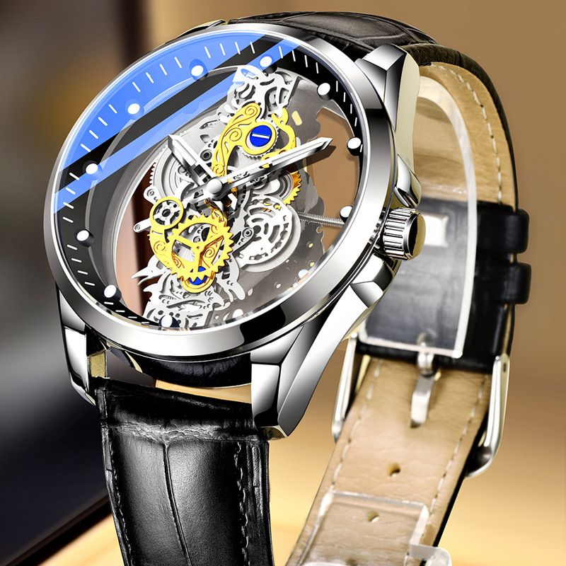 men watch Business Casual hollow automatic mechanical watch luminous waterproof quartz watch Double Sided automatic mechanical movement Quartz Watch Gifts Ladies Watch Analog Unisex Watch Couple Watch